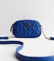 New Look Bright Blue Leather-Look Quilted Camera Bag